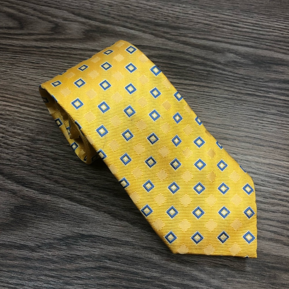Private Stock Gold w/ Blue & White Check Silk Tie